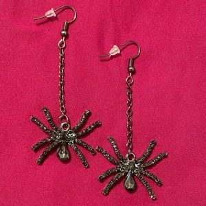 💖 Halloween Spider Black Crystal Earrings NEW